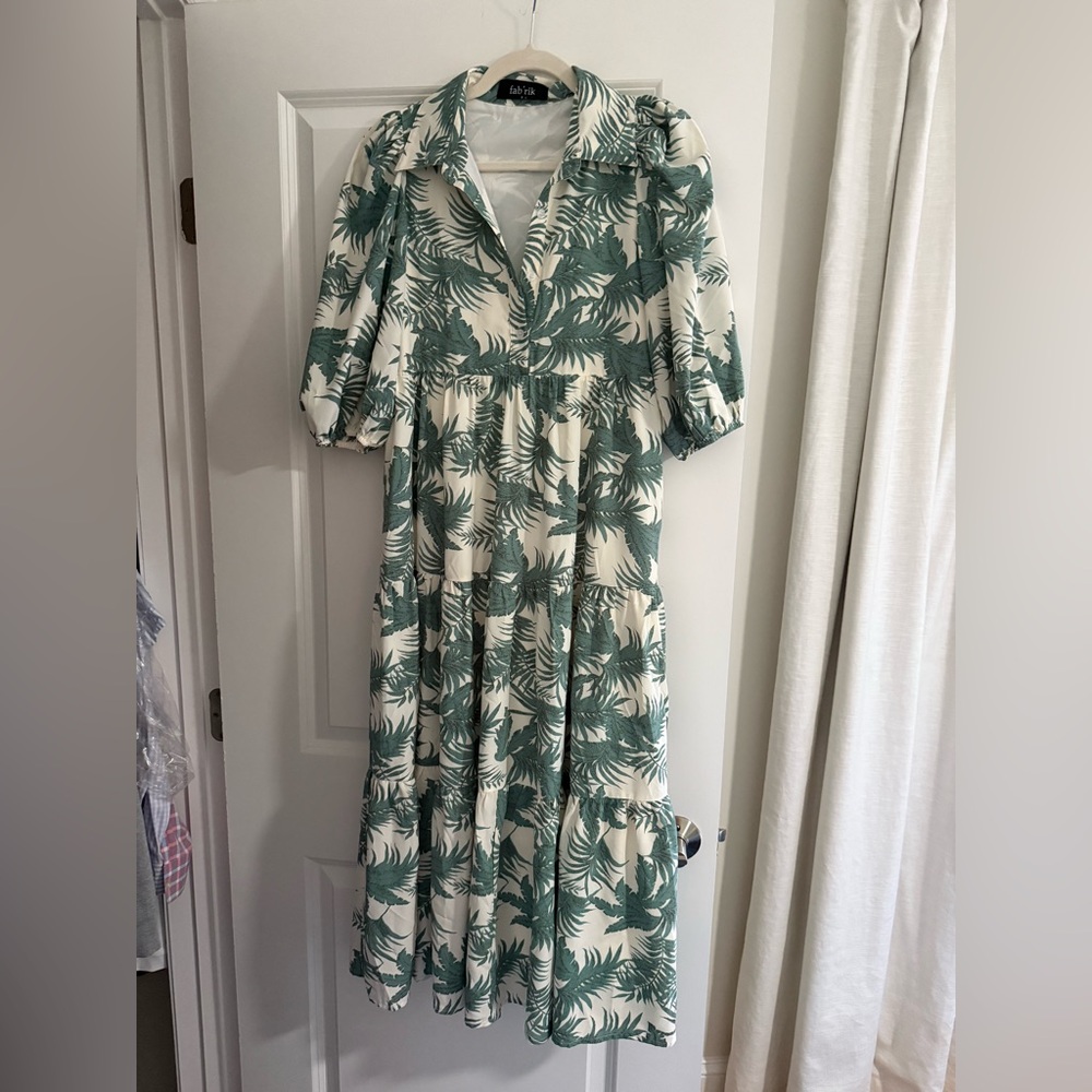 Leaf Print Midi Dress